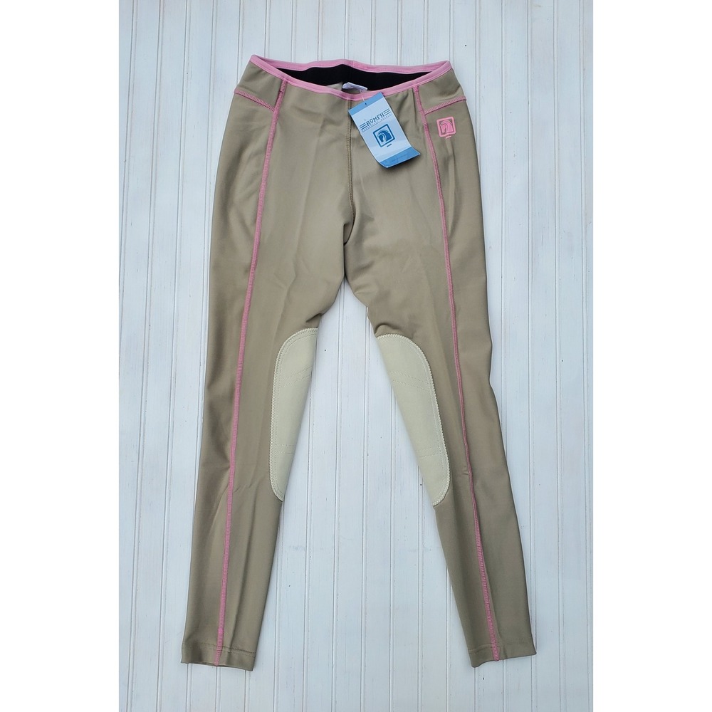 Romfh Equestrian Micro-Active Knee Patch Breeches Tan Pink Womens Size 2 M 28-30
